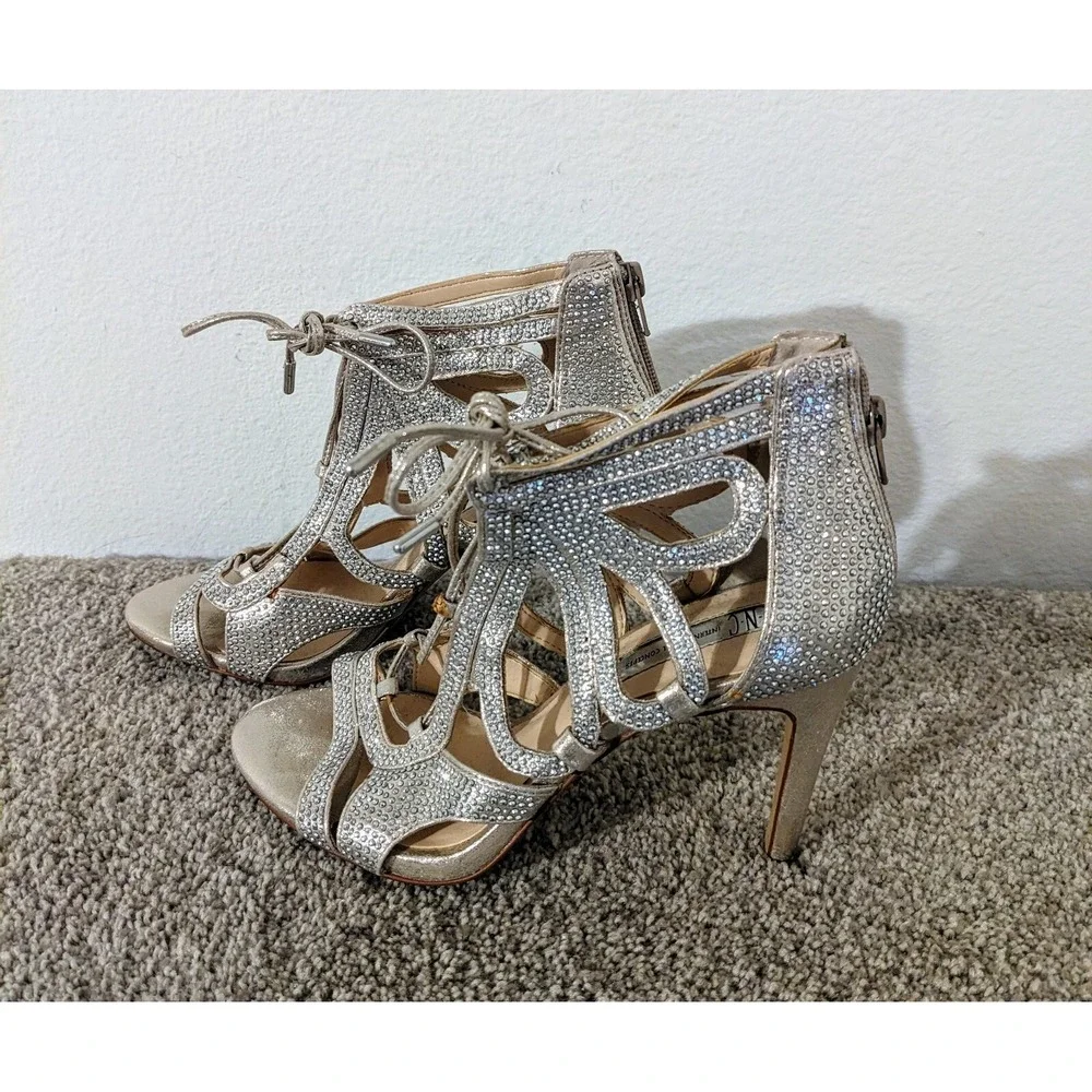 Inc International Concepts Women's Rhinestone Champagne Sharee High Heels Sz.7.5